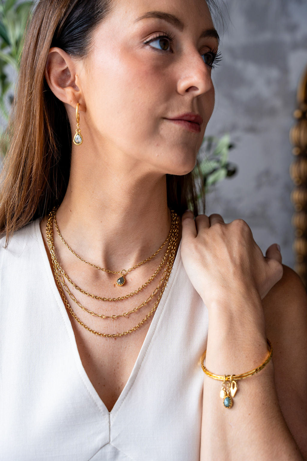 Gold Delicate Three Strand Necklace