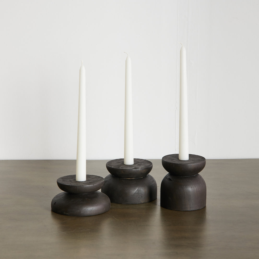 Organic Wood Taper Candlestick Holder