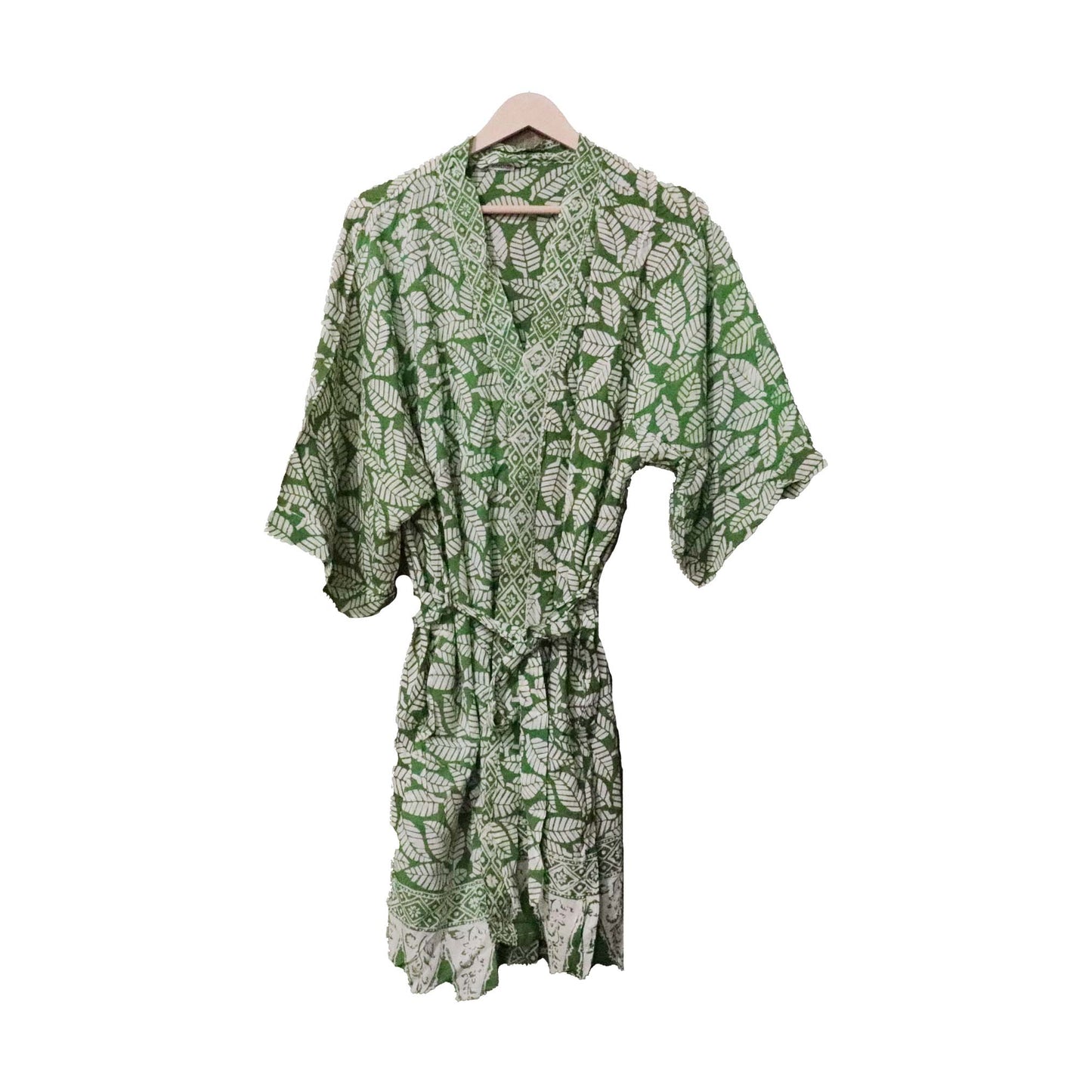 Handmade Batik Robe/ Kimono, Cotton Coffee Leaf