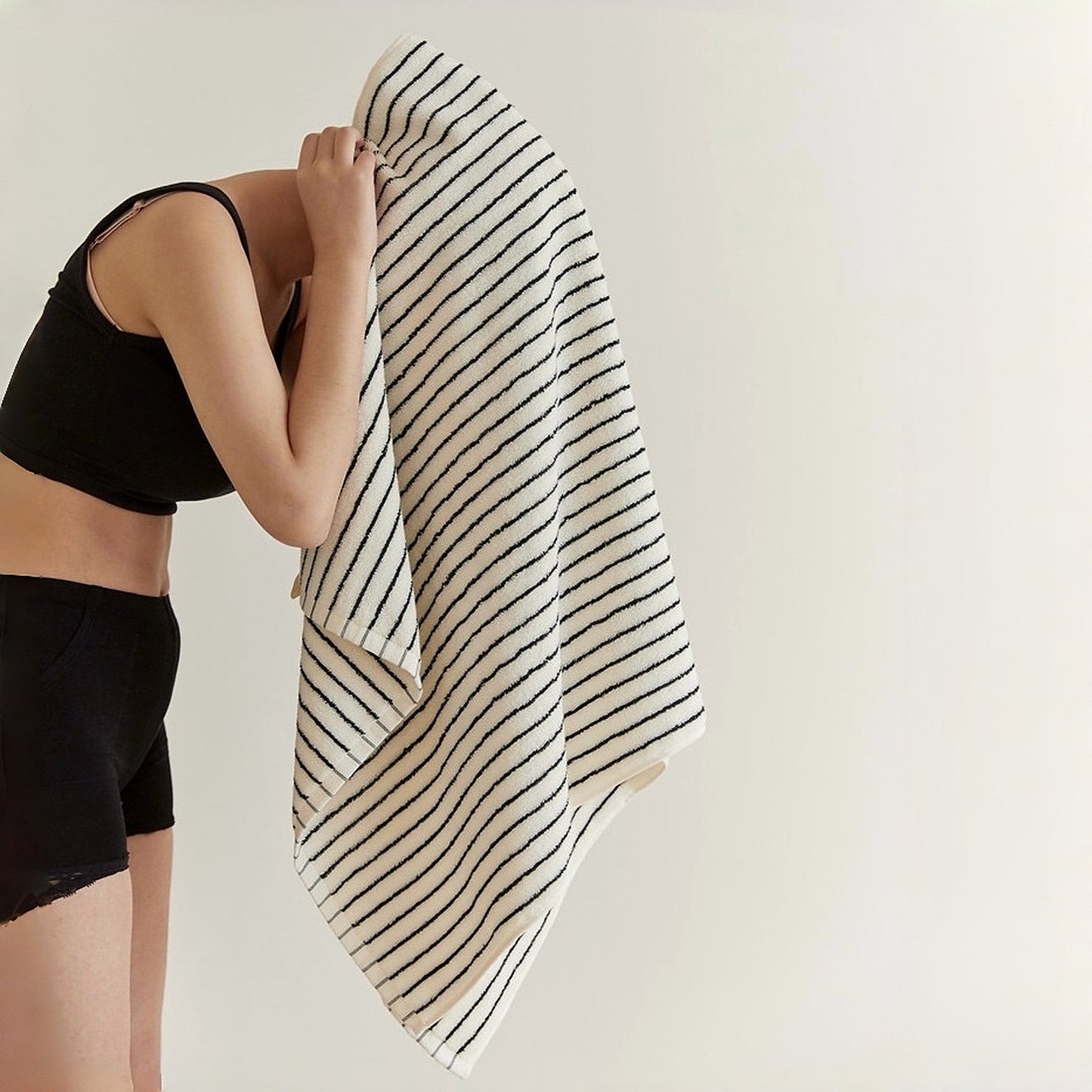 Scandi Retro Striped Cotton Bath Towel, 100% Cotton Ultra Plush & Soft