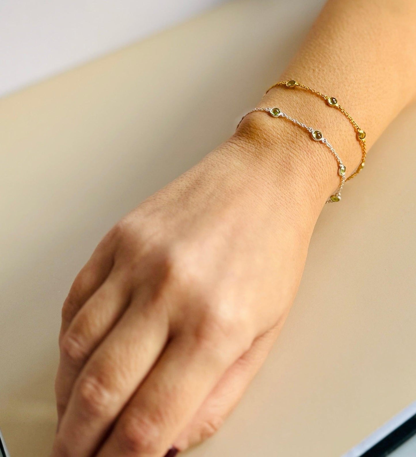 August Birthstone Bracelet — Peridot