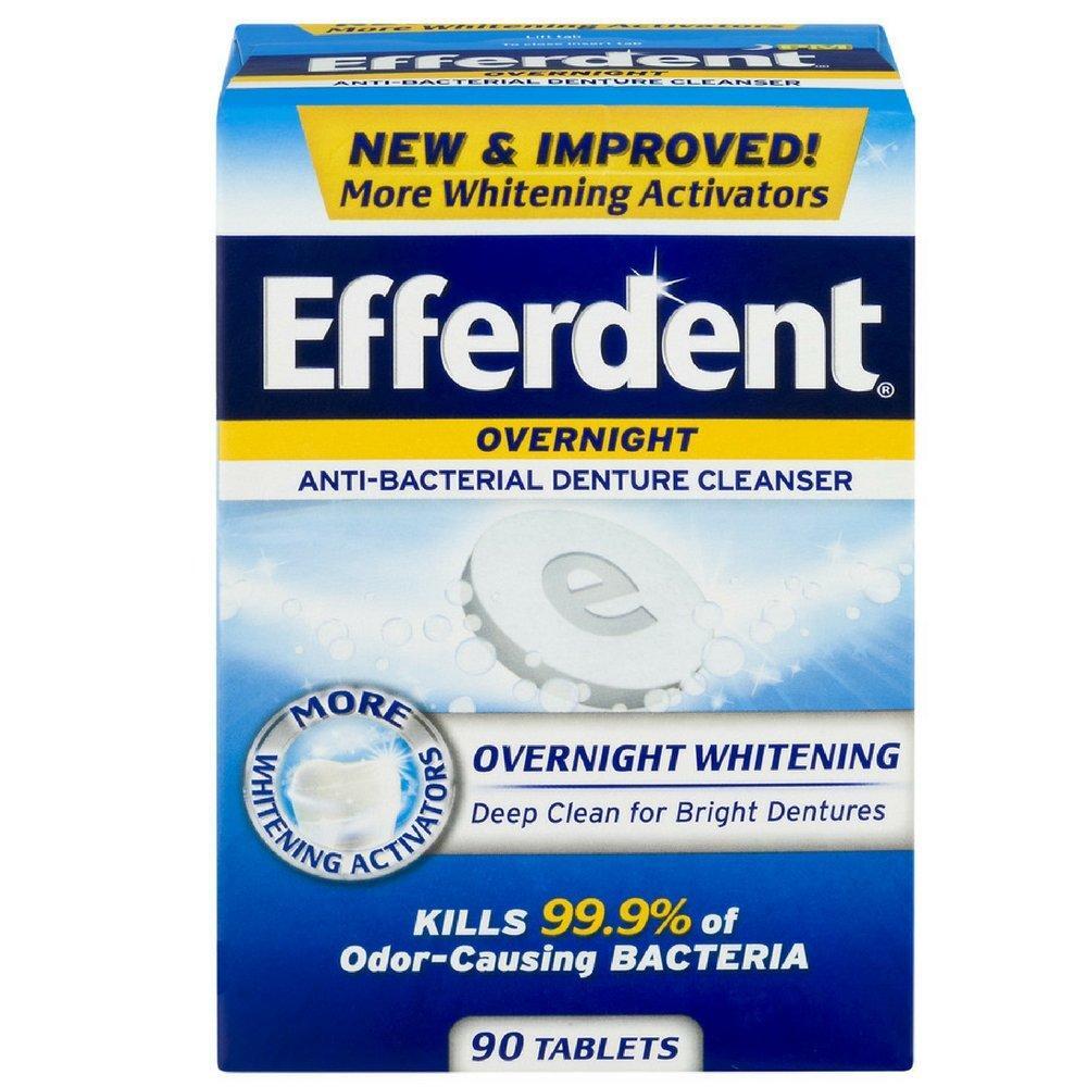 Efferdent PM Denture Cleanser, Overnight, Power Mint Flavor