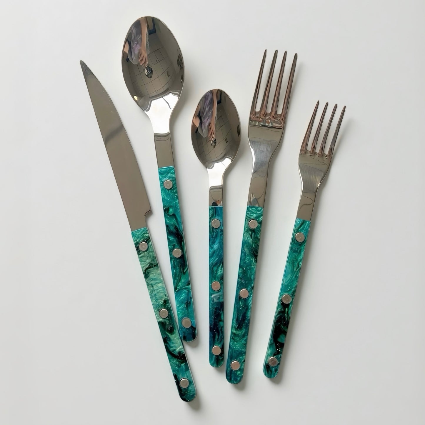 Set Of 10 Pcs Terra Flatware, Modern Elegant Cutlery Silverware
