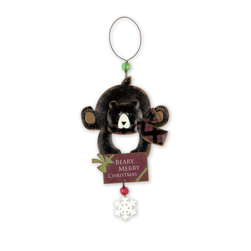 Berry Merry Bottoms Up Black Bear Ornaments - Set of 4