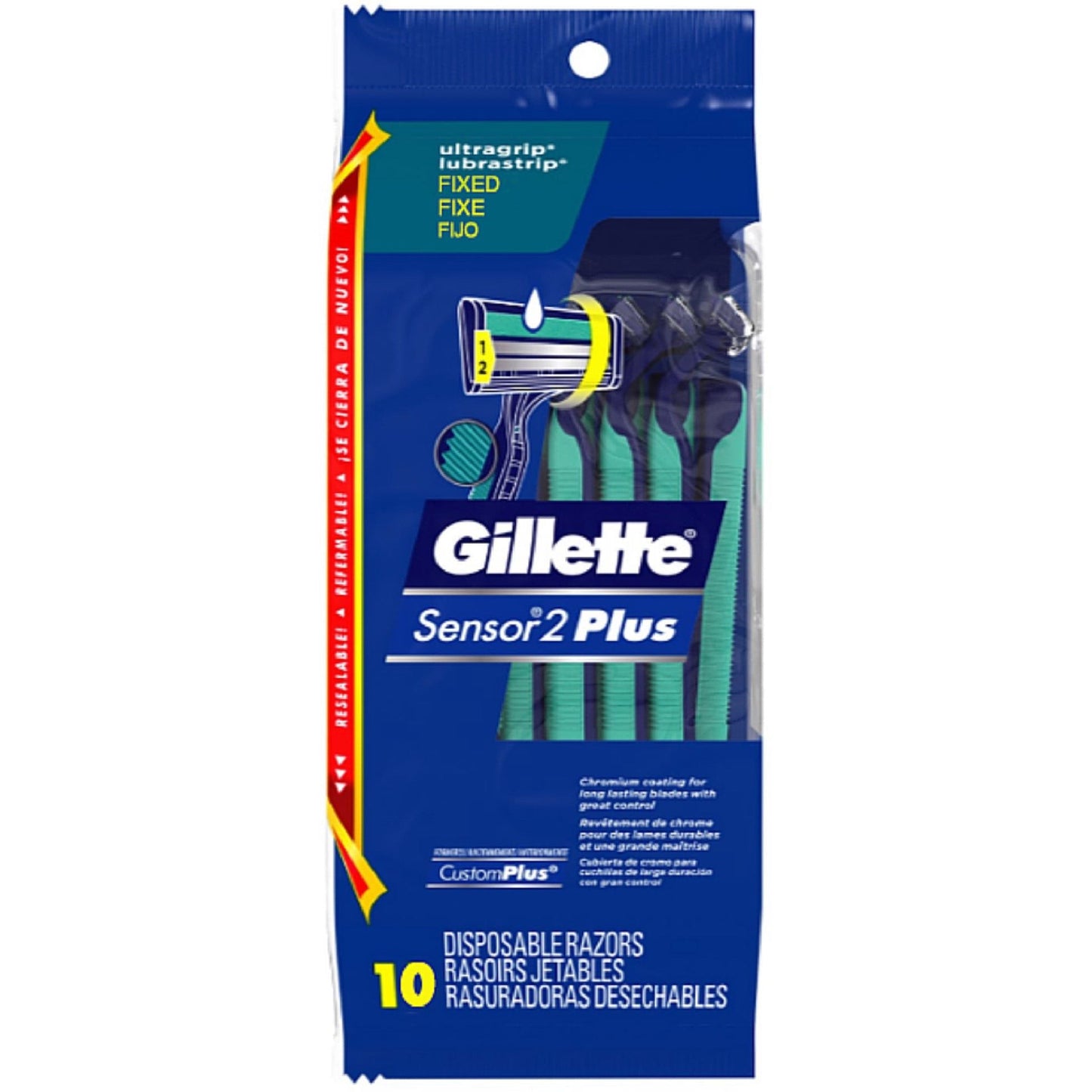 Gillette Sensor2 Plus Men's Disposable Razors, 10 Ct