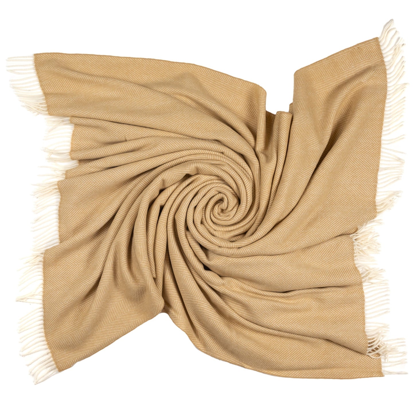 Southampton Home Merino Wool Herringbone Throw (Wheat Tassel)