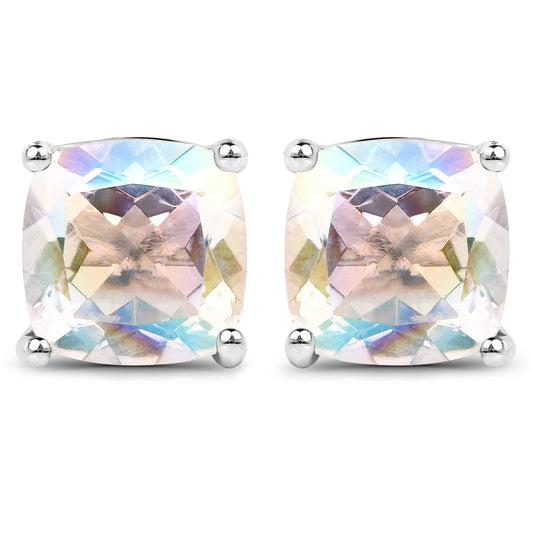 4.20cttw Crystal Rainbow Mystic Quartz .925 Sterling Silver Earrings