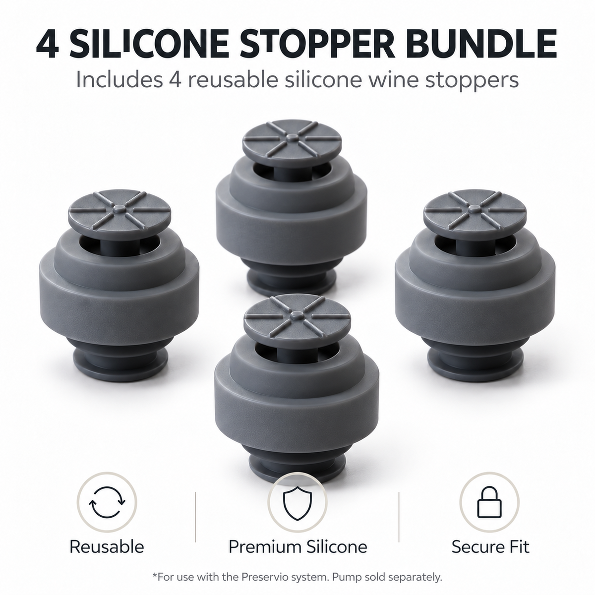 Four Silicone Stopper Bundle