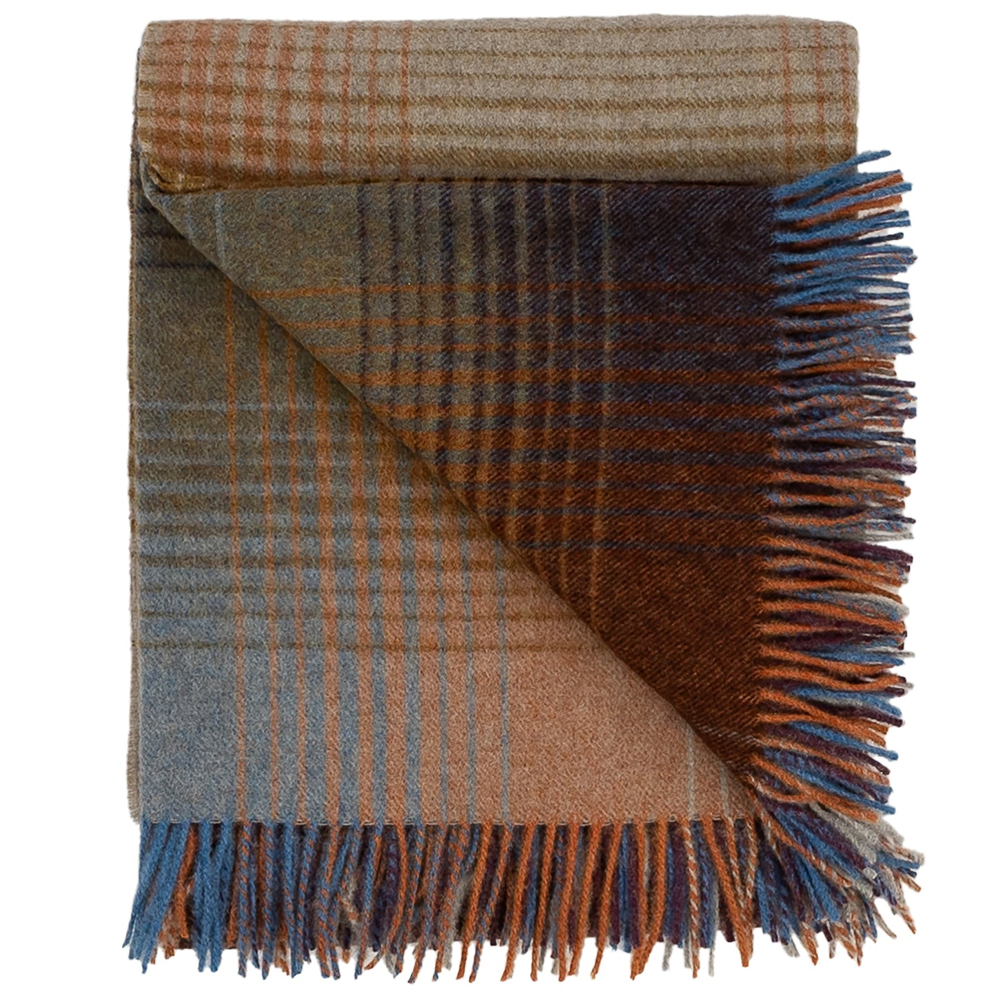 Highland Tweeds Shetland Lambswool Ombre Throw - Burgundy