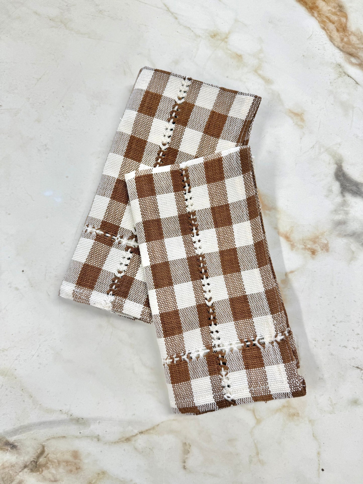 Hand-stitched Napkin, Espresso S/2