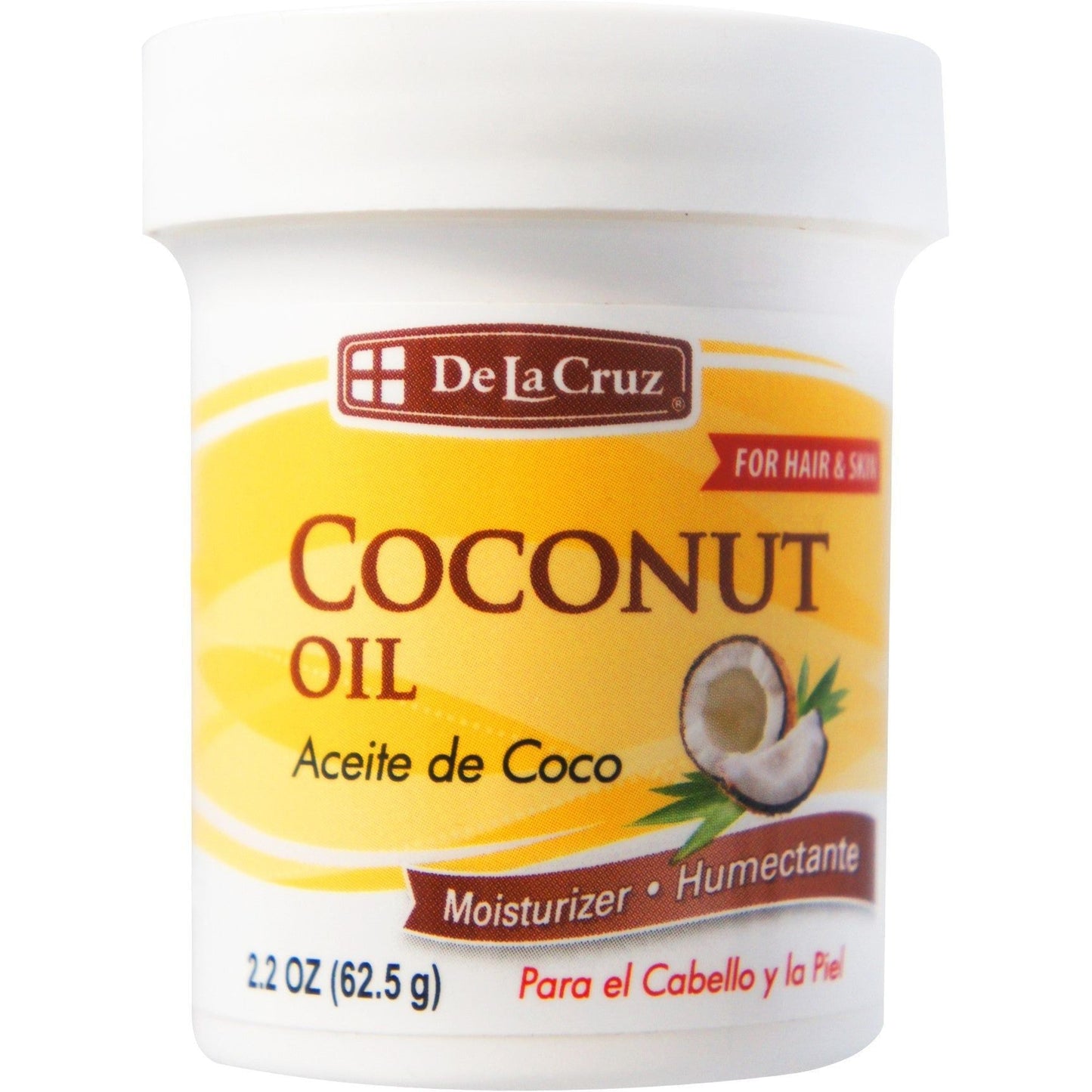 De La Cruz Expeller Pressed Coconut Oil For Dry Skin And Hair Moisturizer 2.2 Oz
