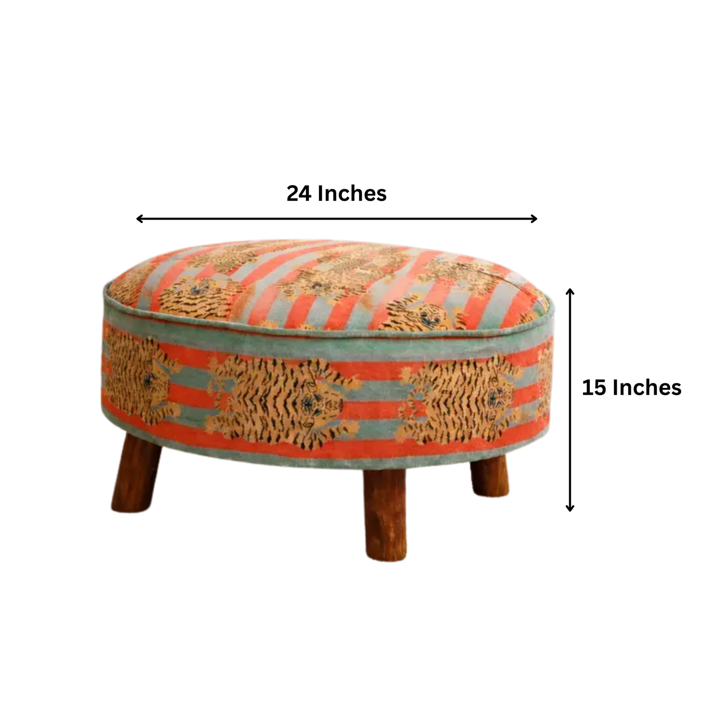 Velvet Safari Ottoman | 24x24x15"| Cotton Fabric