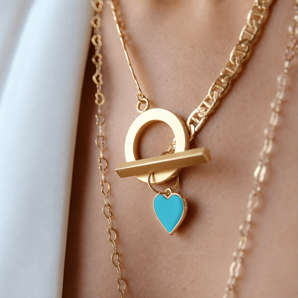 Gold Crush Turquoise Heart Necklace