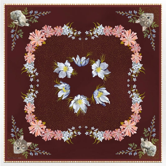 100% Silk Scarf: Lupine - Wolf Wildflower Pattern