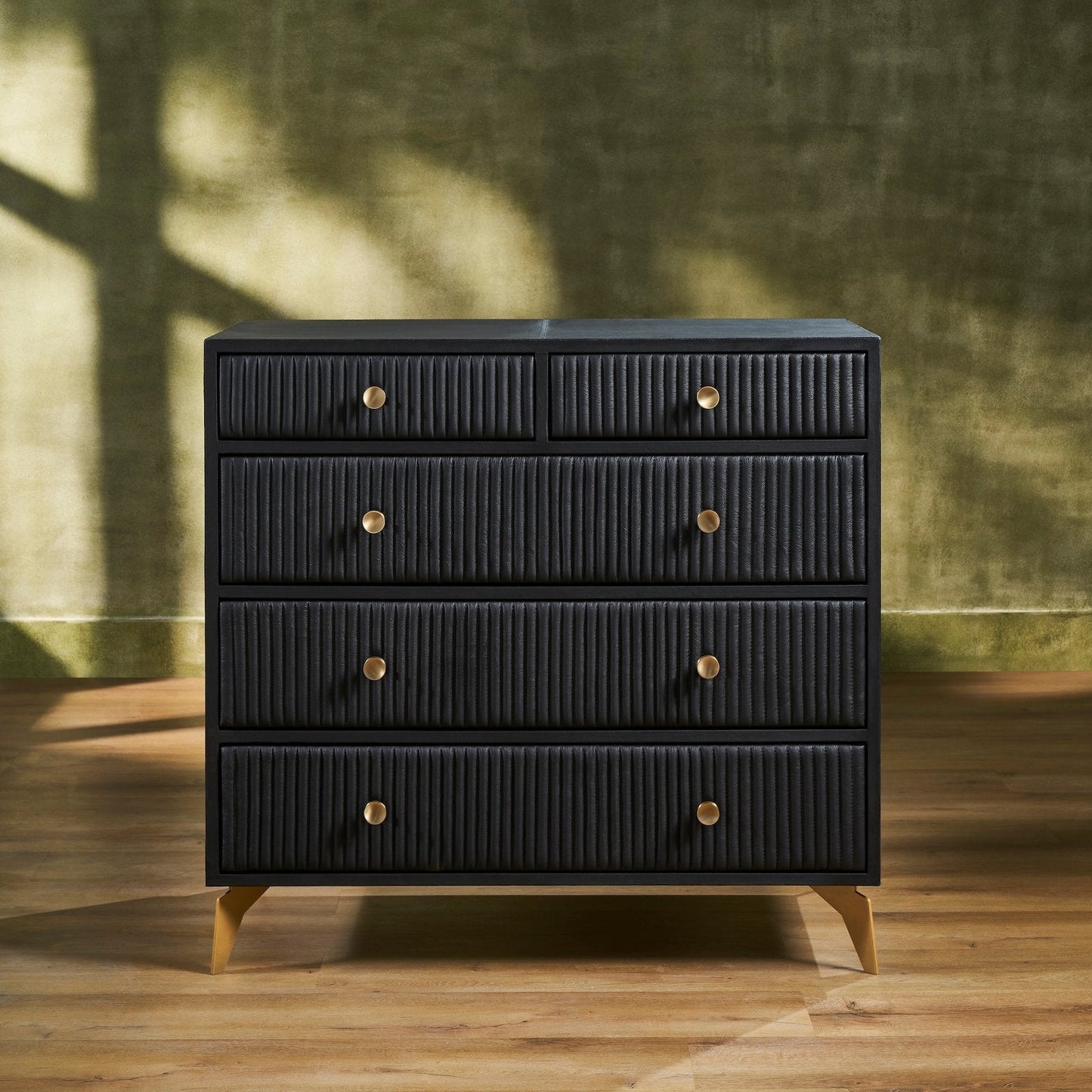 Stanford Five Drawer Leather Chest