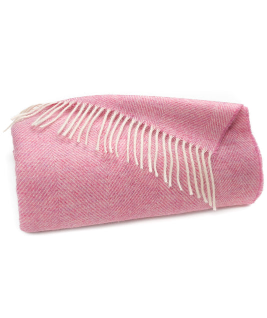 Southampton Home Shetland Lambswool Herringbone Throw – Light Pink | Woven in England