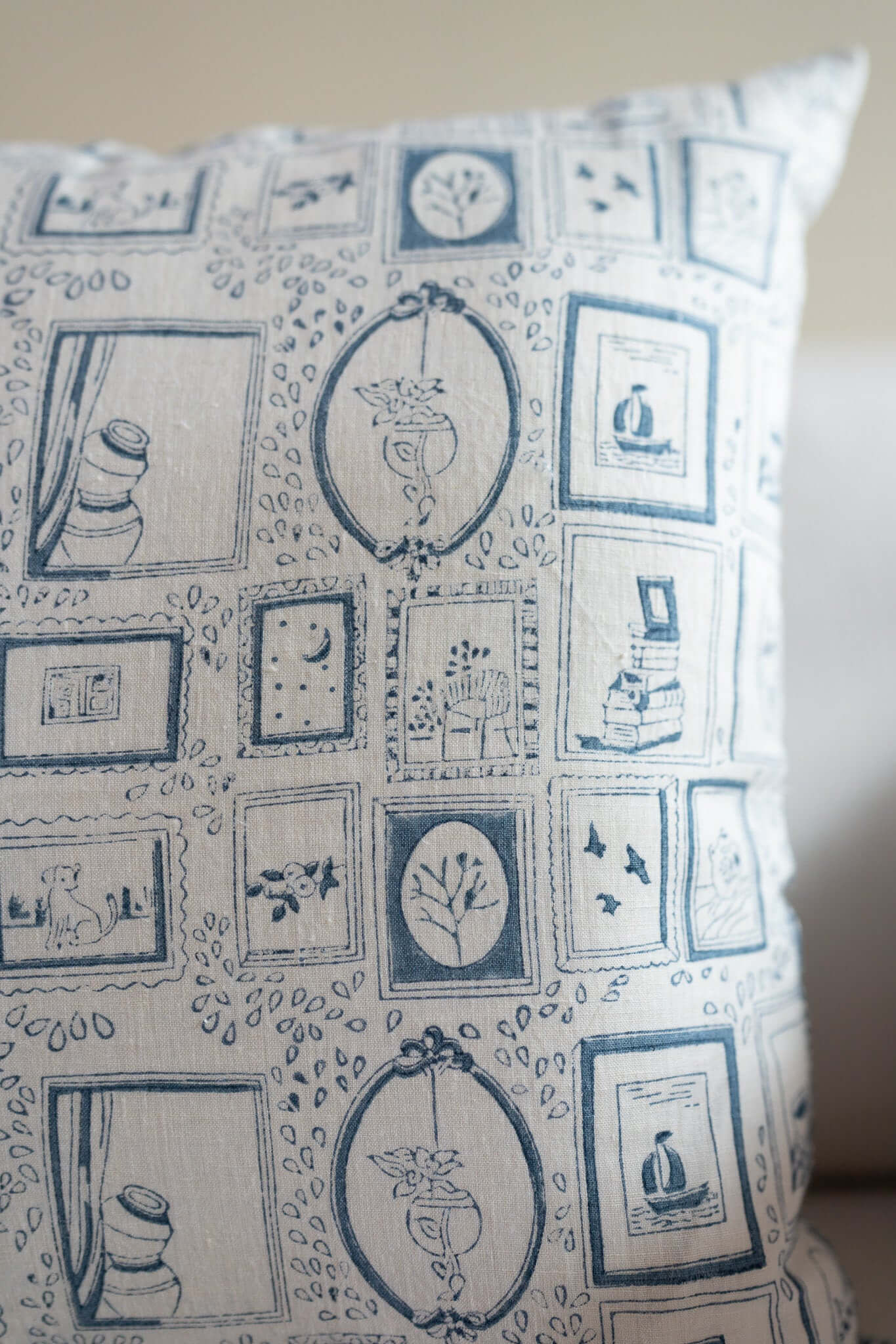 Wall Of Frames - Hand Block Printed Pillow  Cover