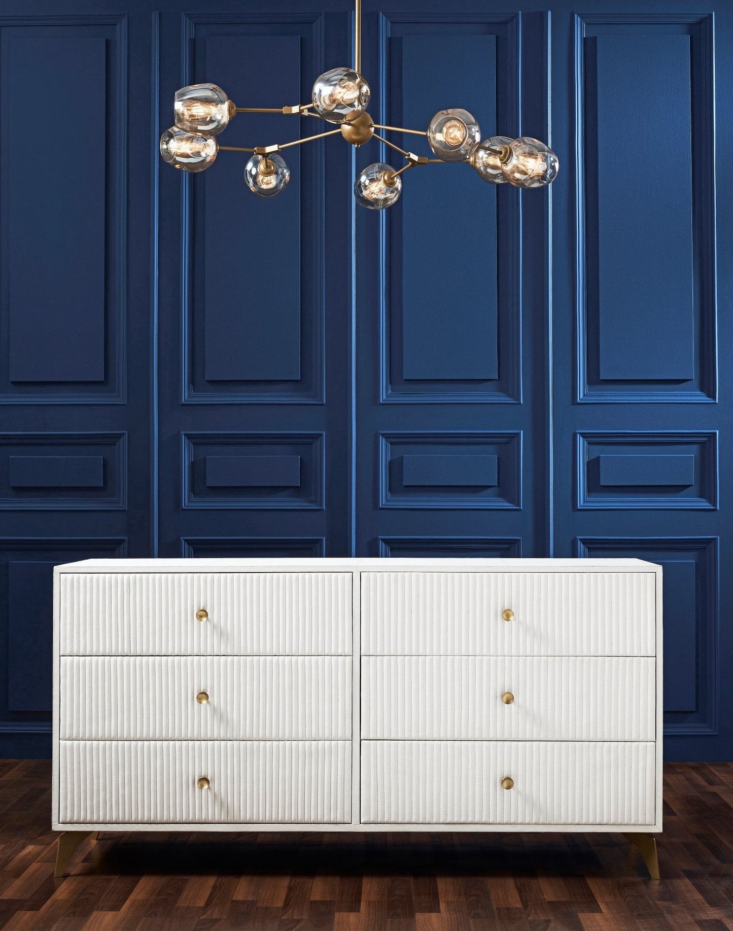 Stanford Six Drawer Leather Dresser