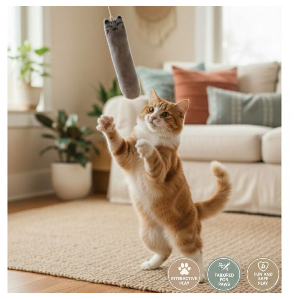 Natural Cotton Canvas Interactive Cat Kicker Toy