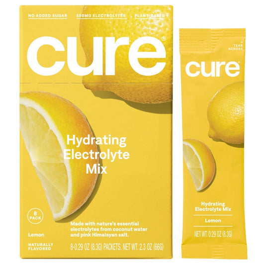 Cure Hydration Electrolyte Vegan Drink Mix Powder - Lemon - 8pk