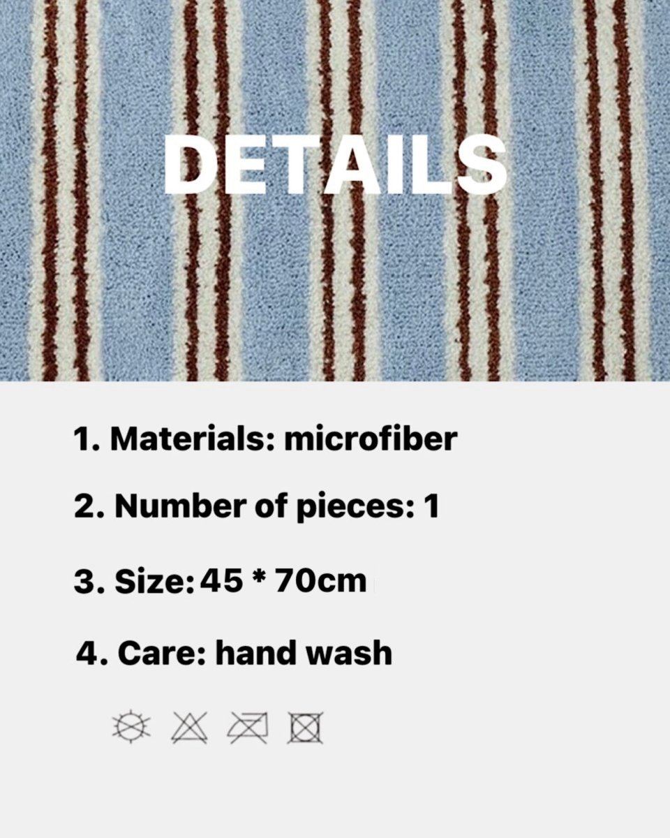 Ultra Soft Retro Blue Stripe Bath Rug