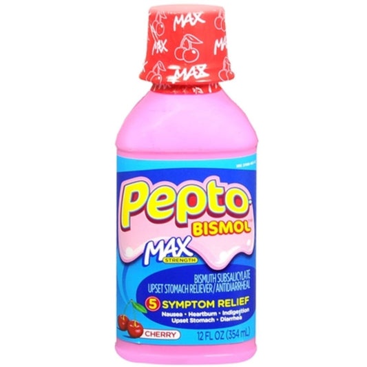 Pepto Bismol Liquid Ultra For Nausea, Heartburn, Indigestion, Upset Stomach, And Diarrhea 5 Symptom Fast Relief, Cherry Flavor - 12 Ounce