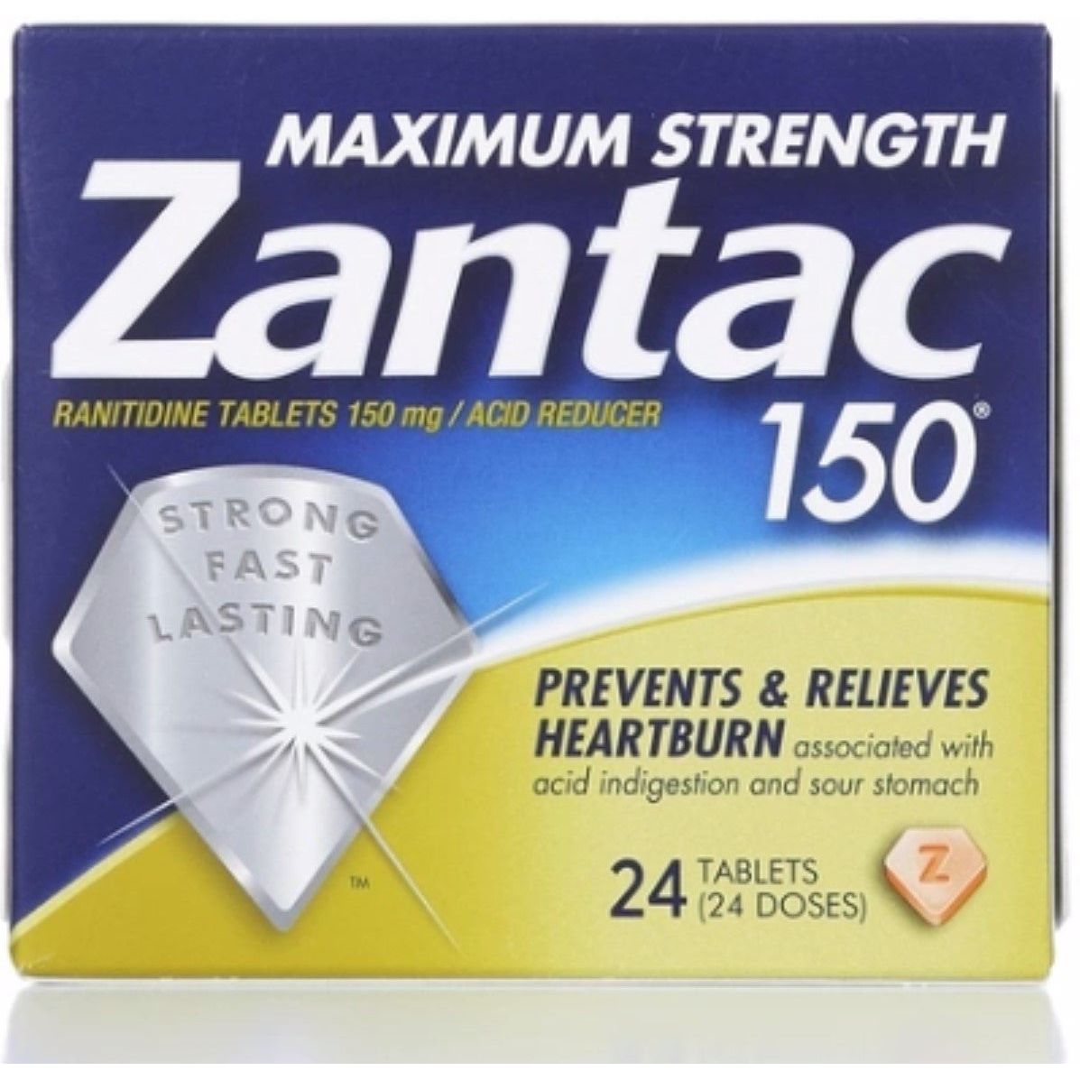 Zantac 150 Maximum Strength Acid Reducer Tablets 24 Ct. Box