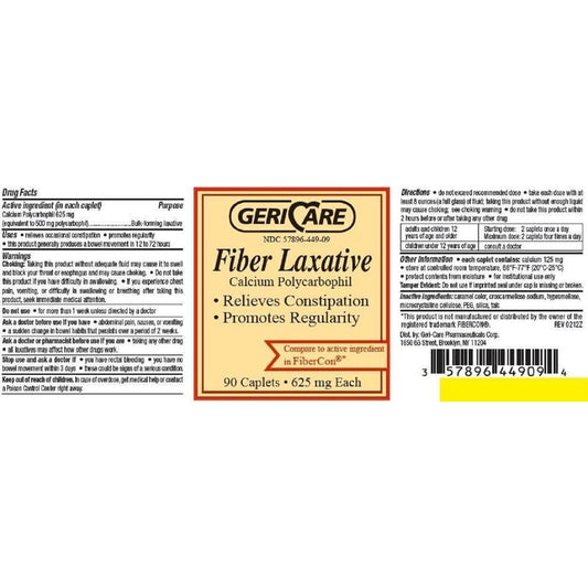 Geri-Care Fiber Laxative 90 Caplets Per Bottle