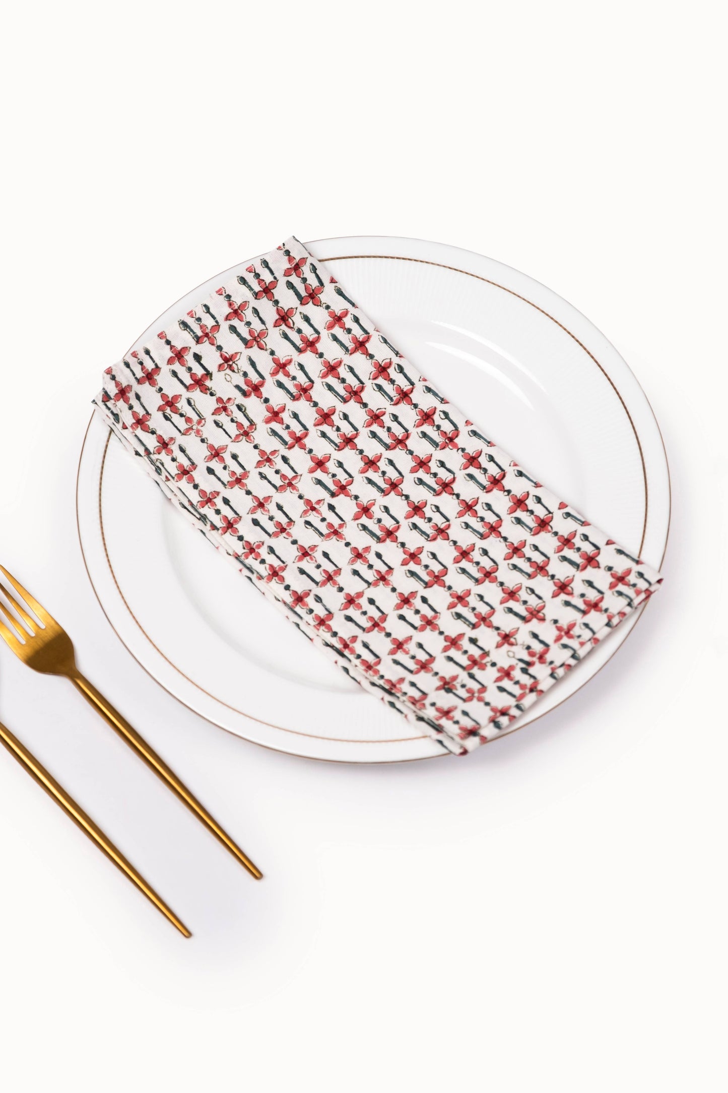 Crimson Mosaic Large Block Print Napkins (Set of 4)