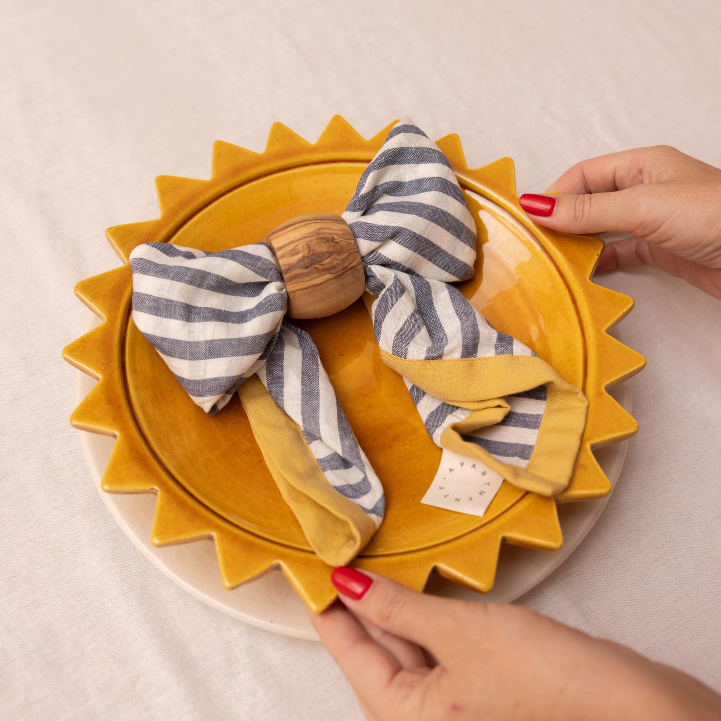 Blue Striped Linen Napkins - Set of 2