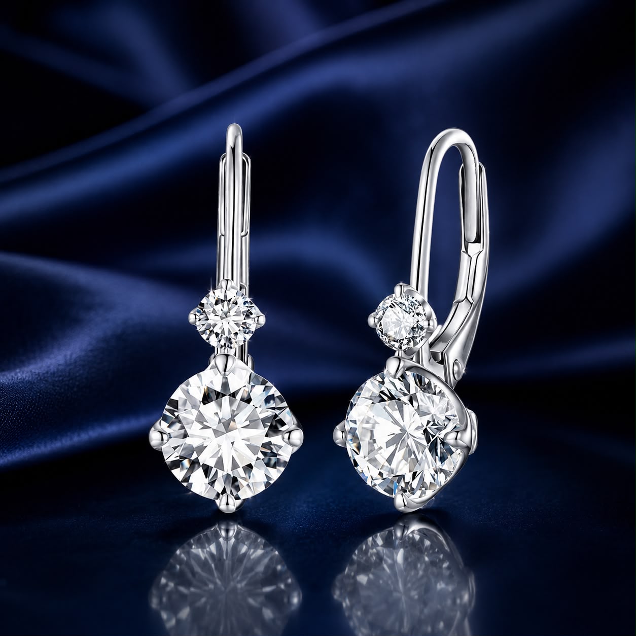 925 Sterling Silver Moissanite Earring with Pavé Setting, 6.5mm, for Women