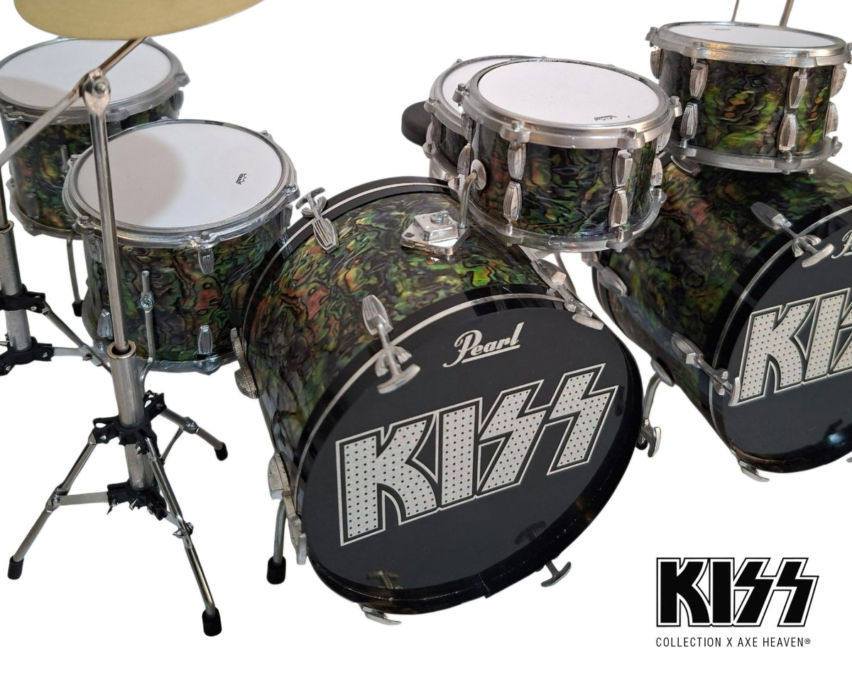 KISS® Abalone Finish Mini Double Bass Drum Set Replica Collectible - 1:4 Scale Model