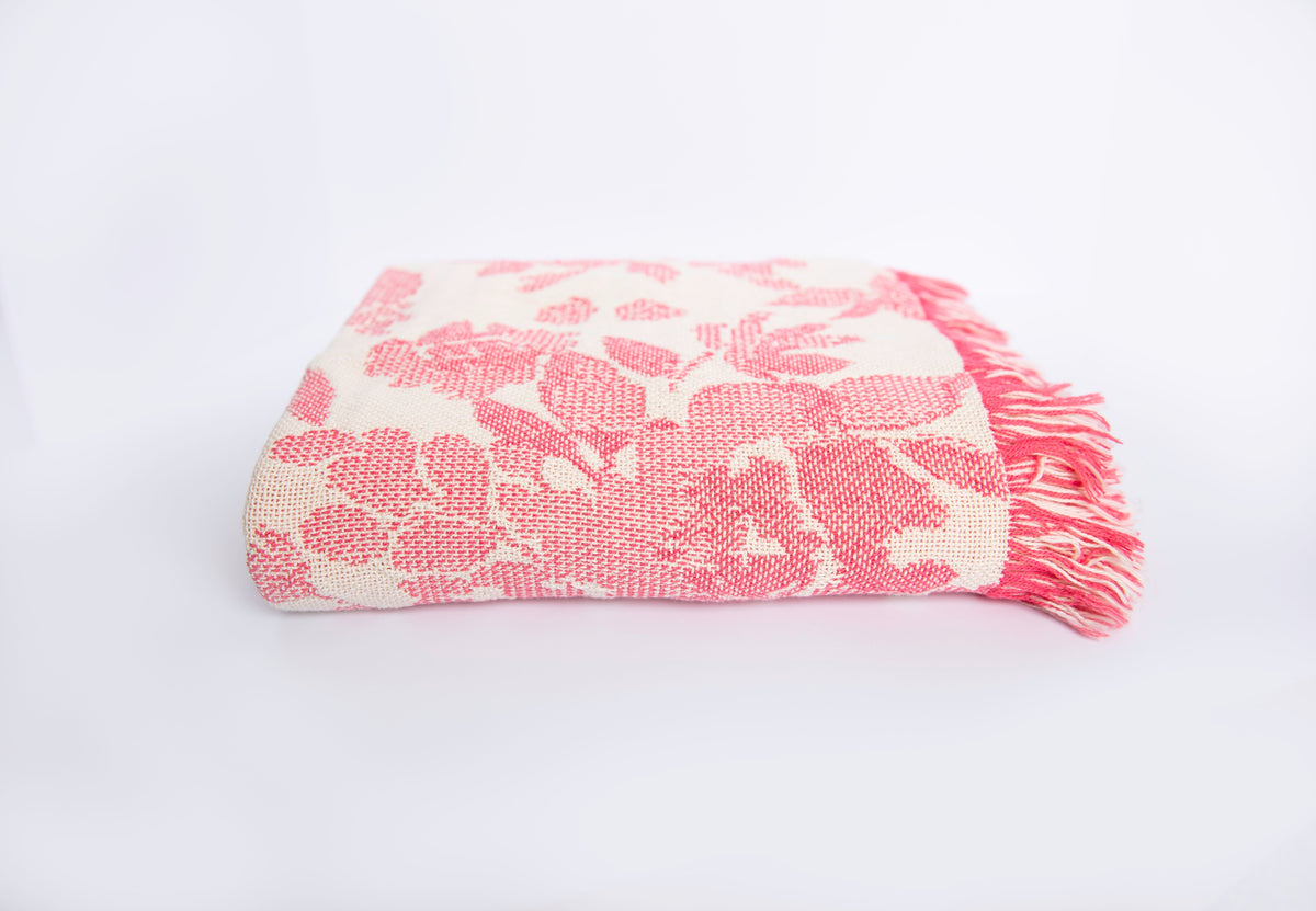 Peony Floral Jacquard Woven Throw