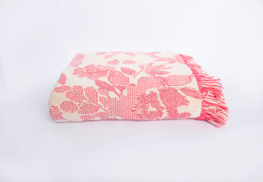 Peony Floral Jacquard Woven Throw