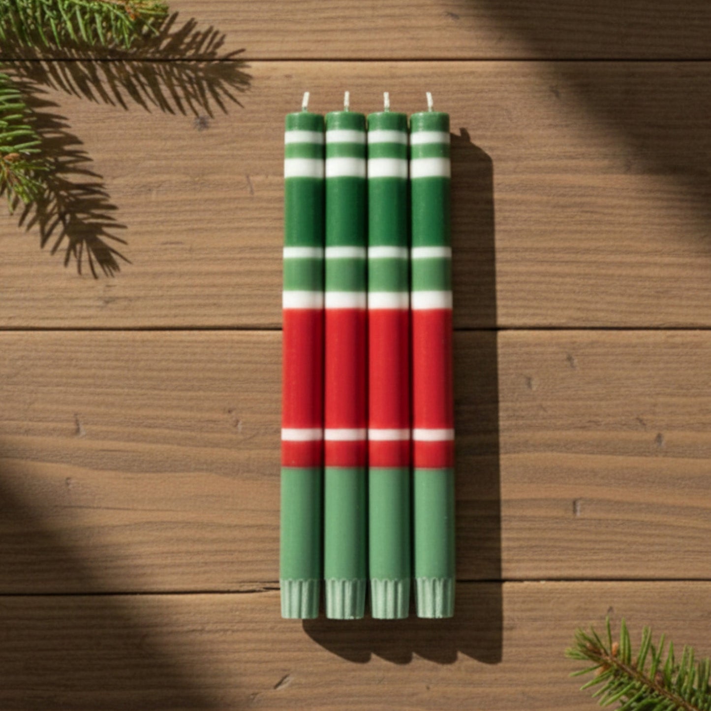 Striped Dinner Candles Holiday Set