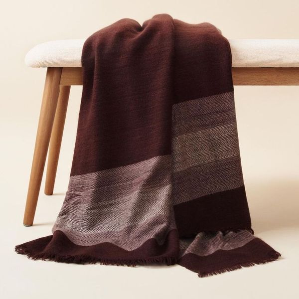 Resin Plush Maroon Plush Merino Queen Bedspread / Large Throw