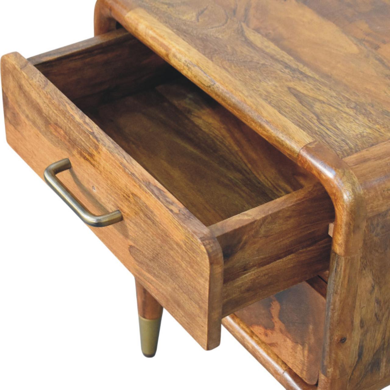 Solid Wood Amber Oak Bedside Table