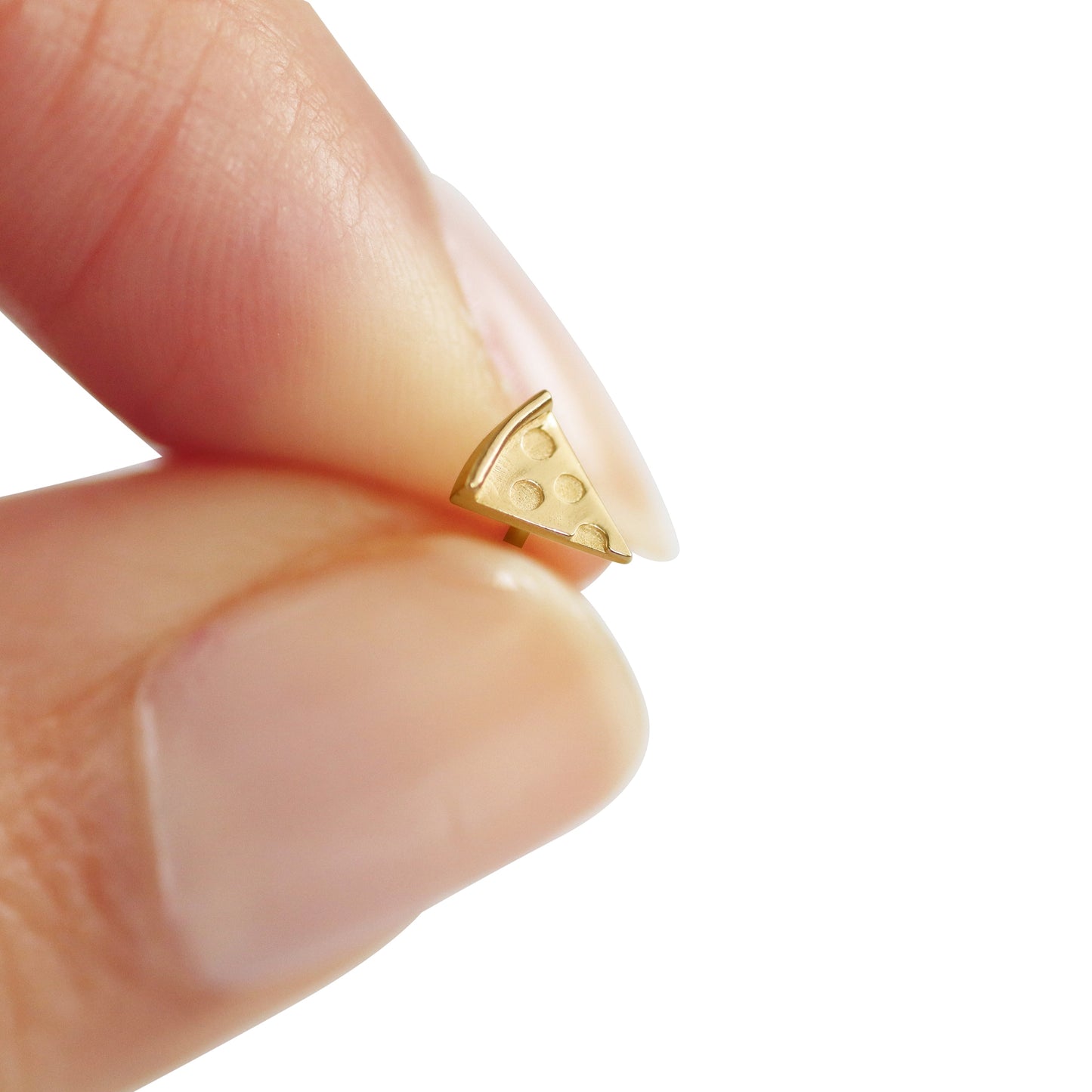 14K Yellow Gold Pizza Stud
