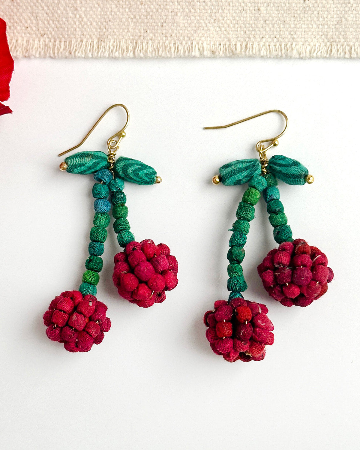 Kantha Cherry Earrings