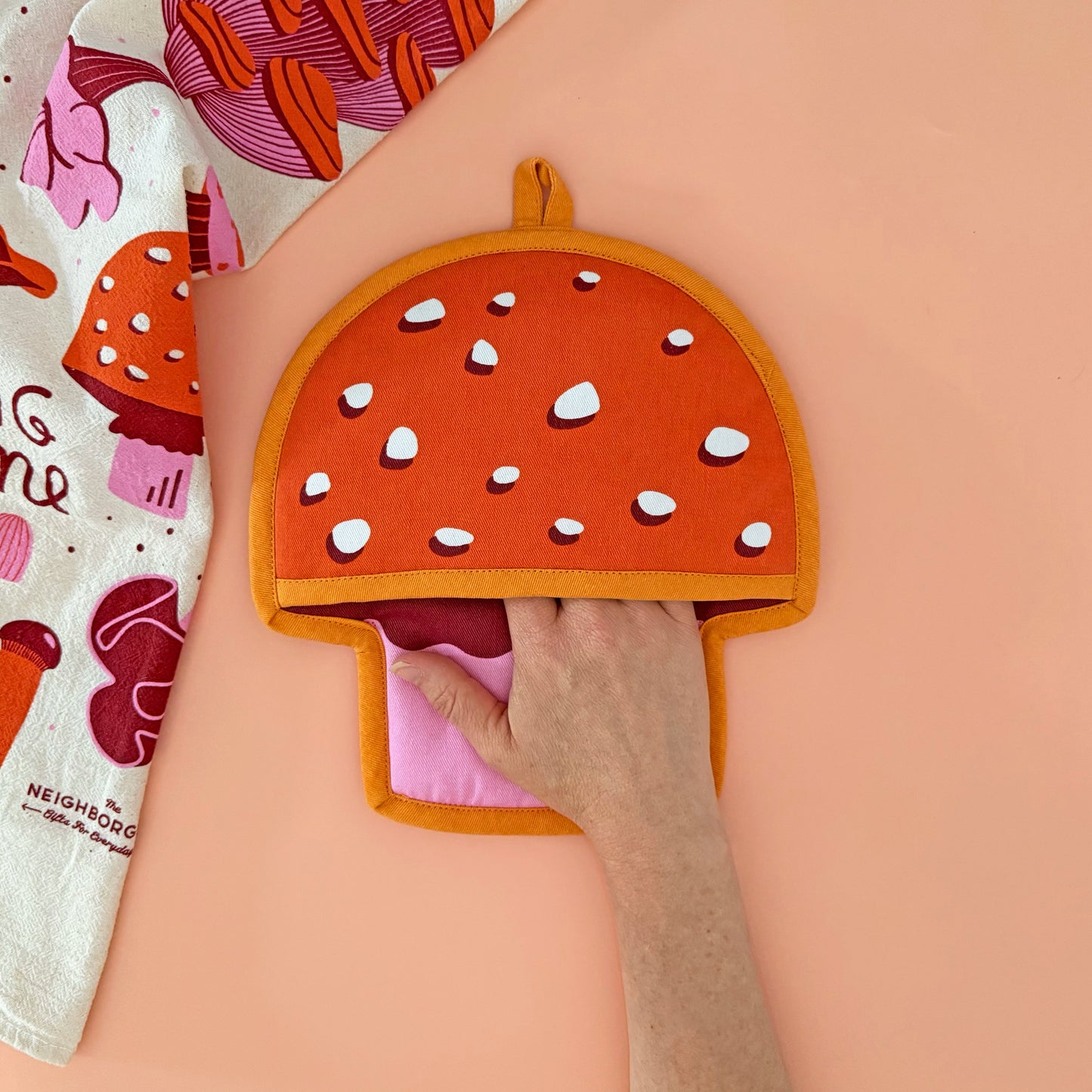 Mushroom Tea Towel and Pot Holder Set