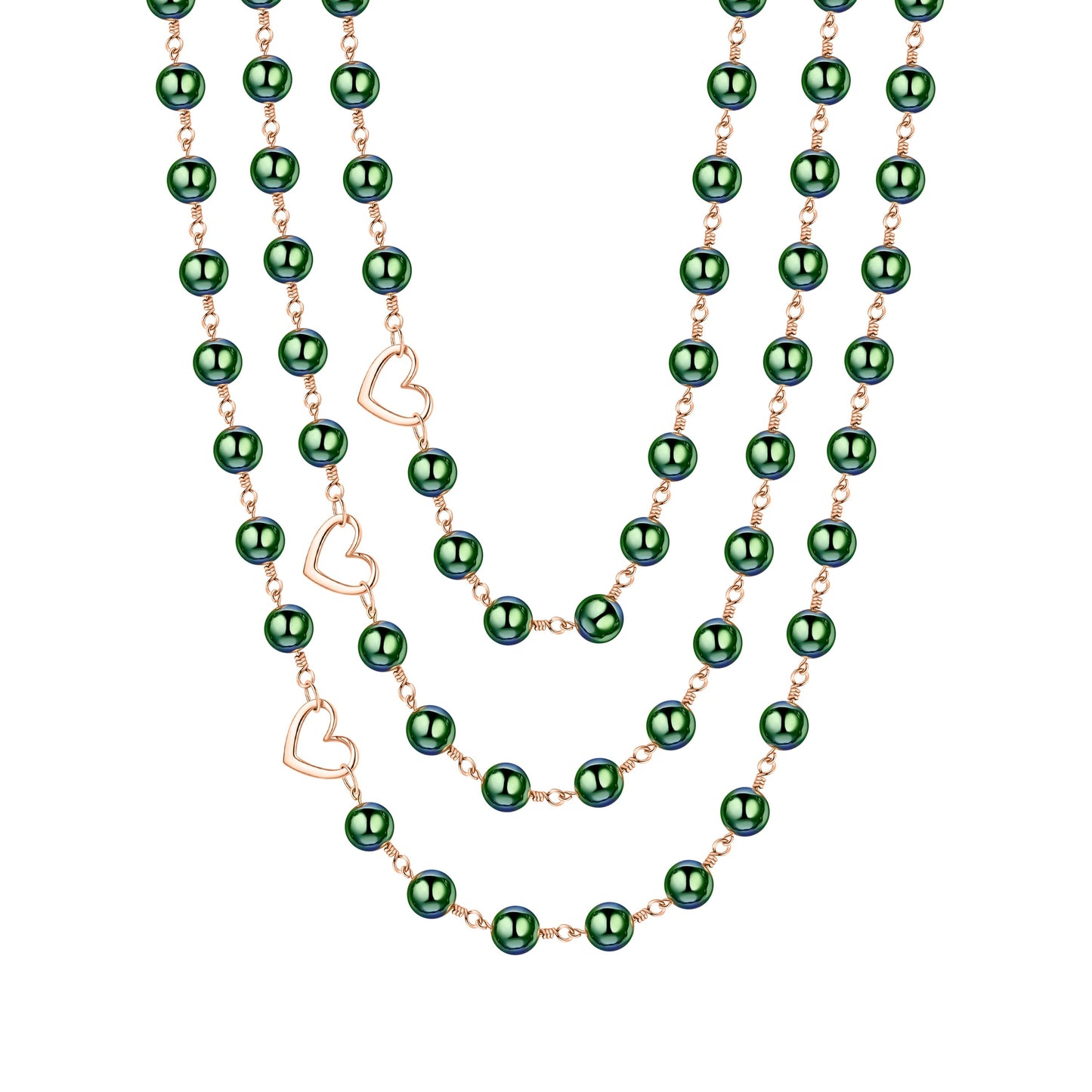 Jasmine Green Hematite 3-Layer Necklace | Magnetic Clasp