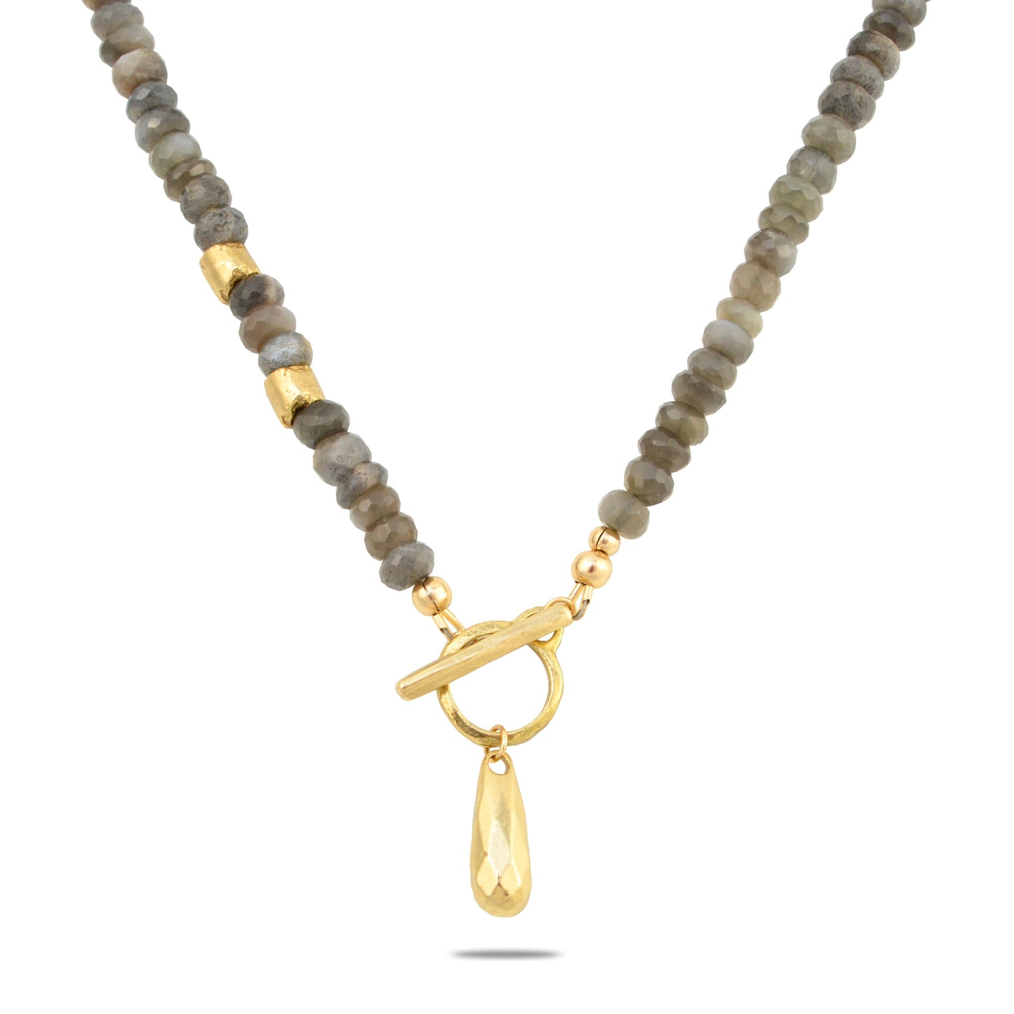 Golden Teardrop Moonstone Necklace