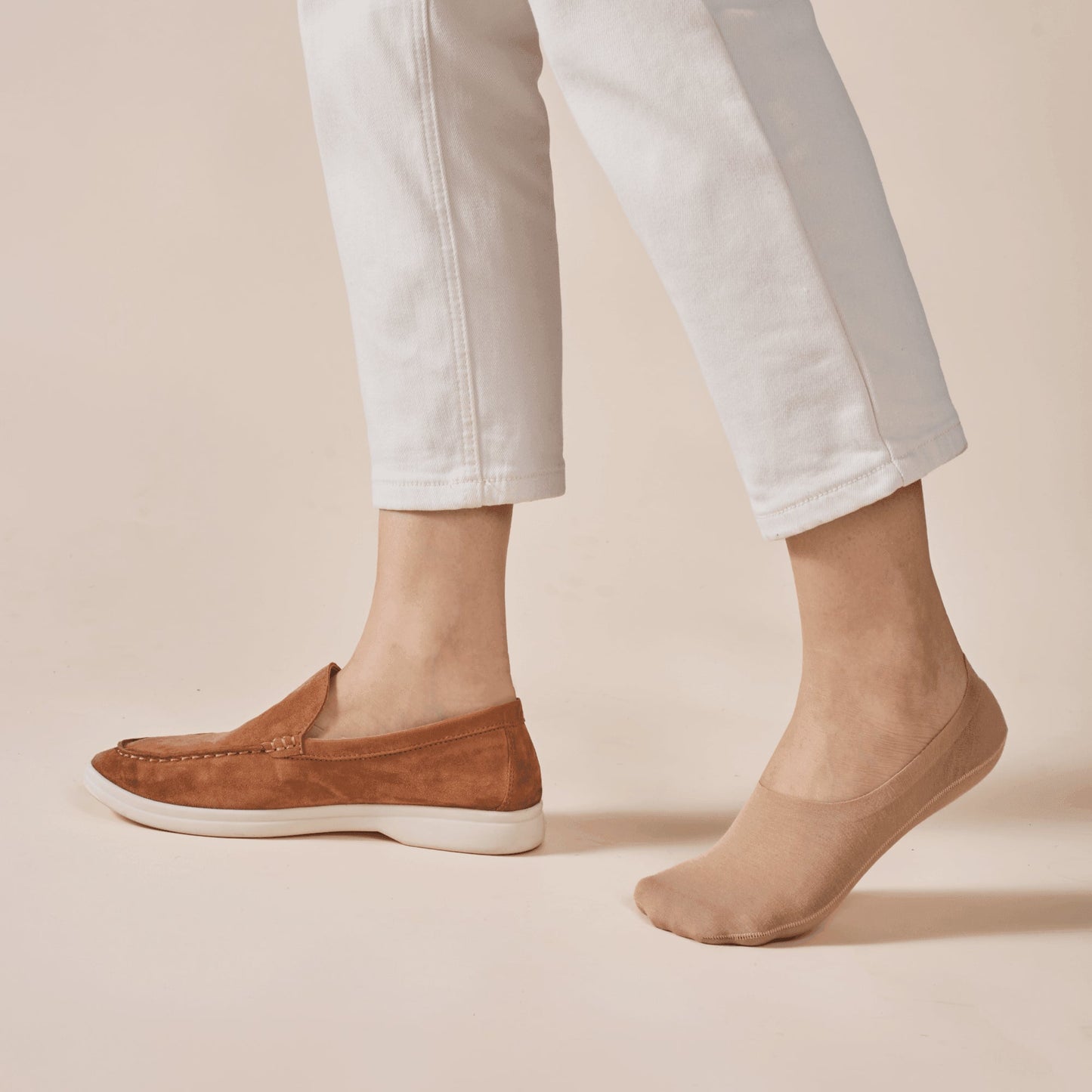 Unisex Cotton No Show Socks | Almond Beige