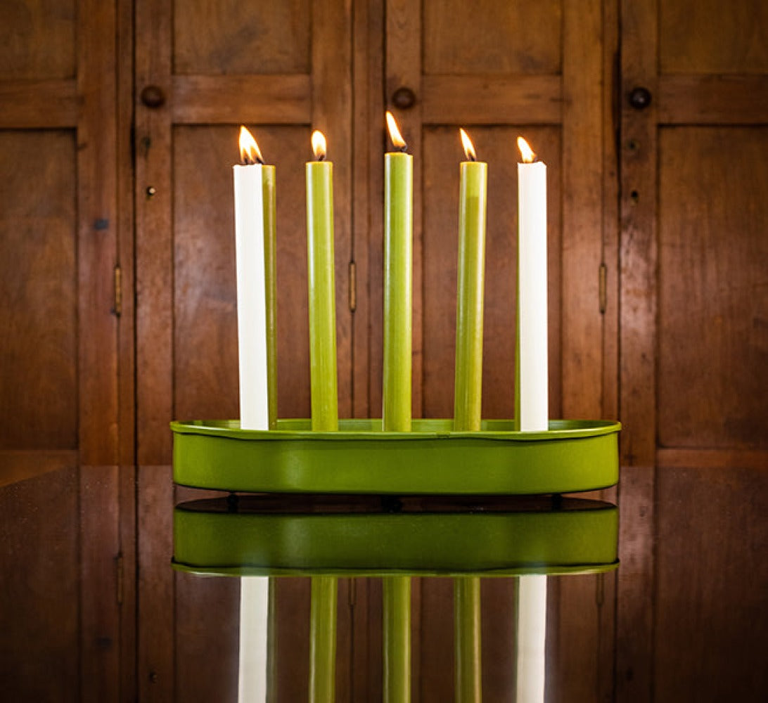 Oval Metal Candle Platter - Olive