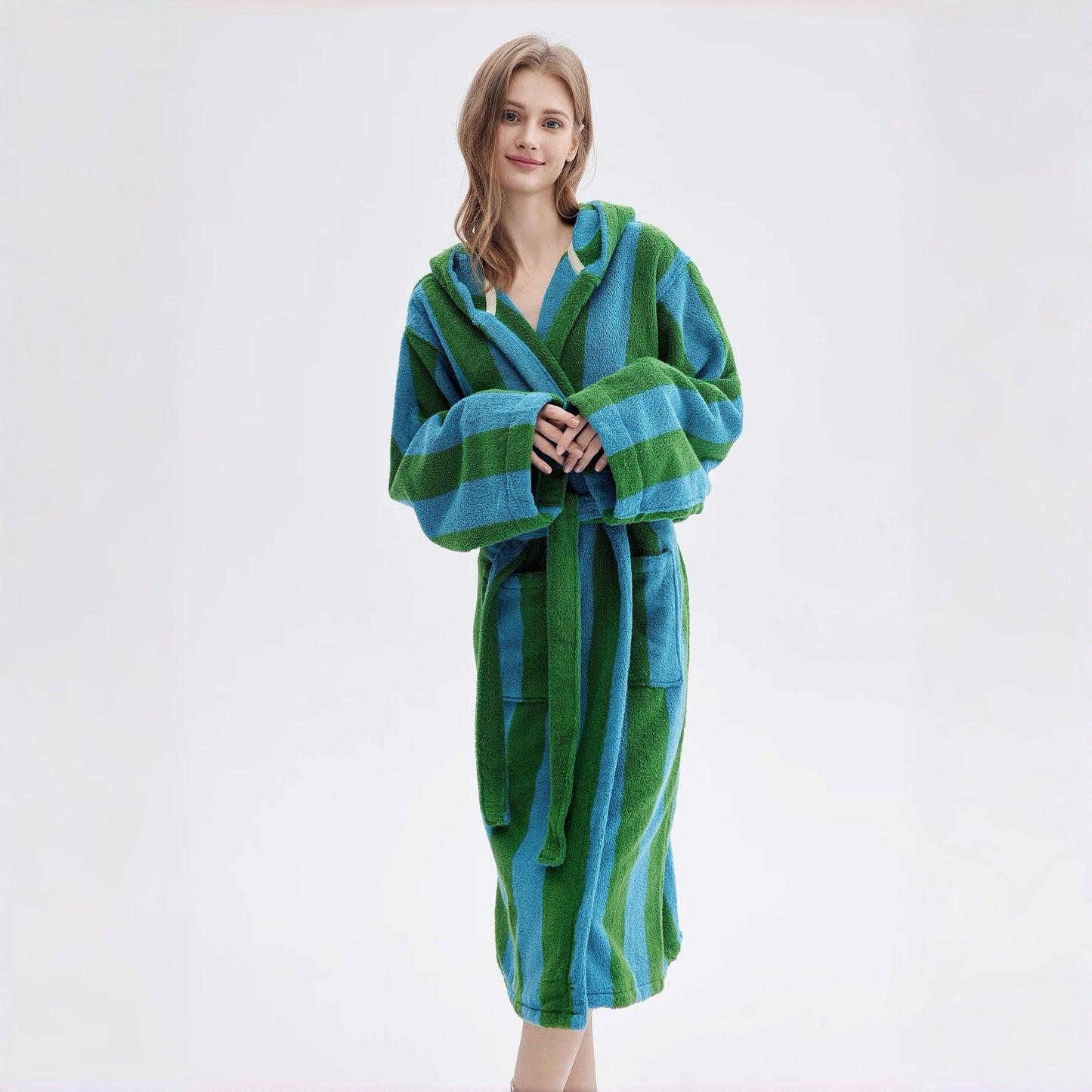 Ultra Soft Retro Whimsical Stripe Bath Robe