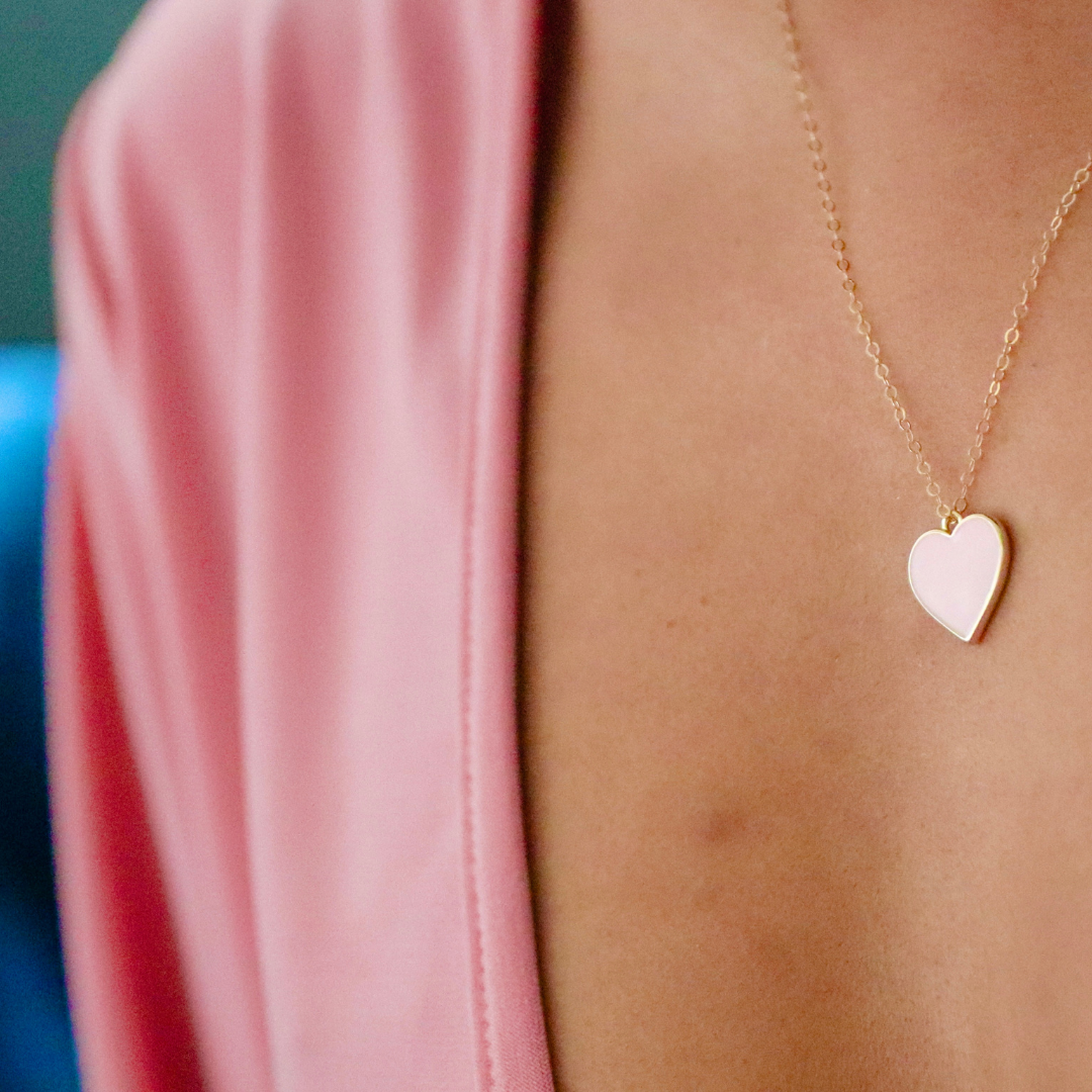 Single Hearted Girl Pink Heart Necklace | Magnetic Clasp