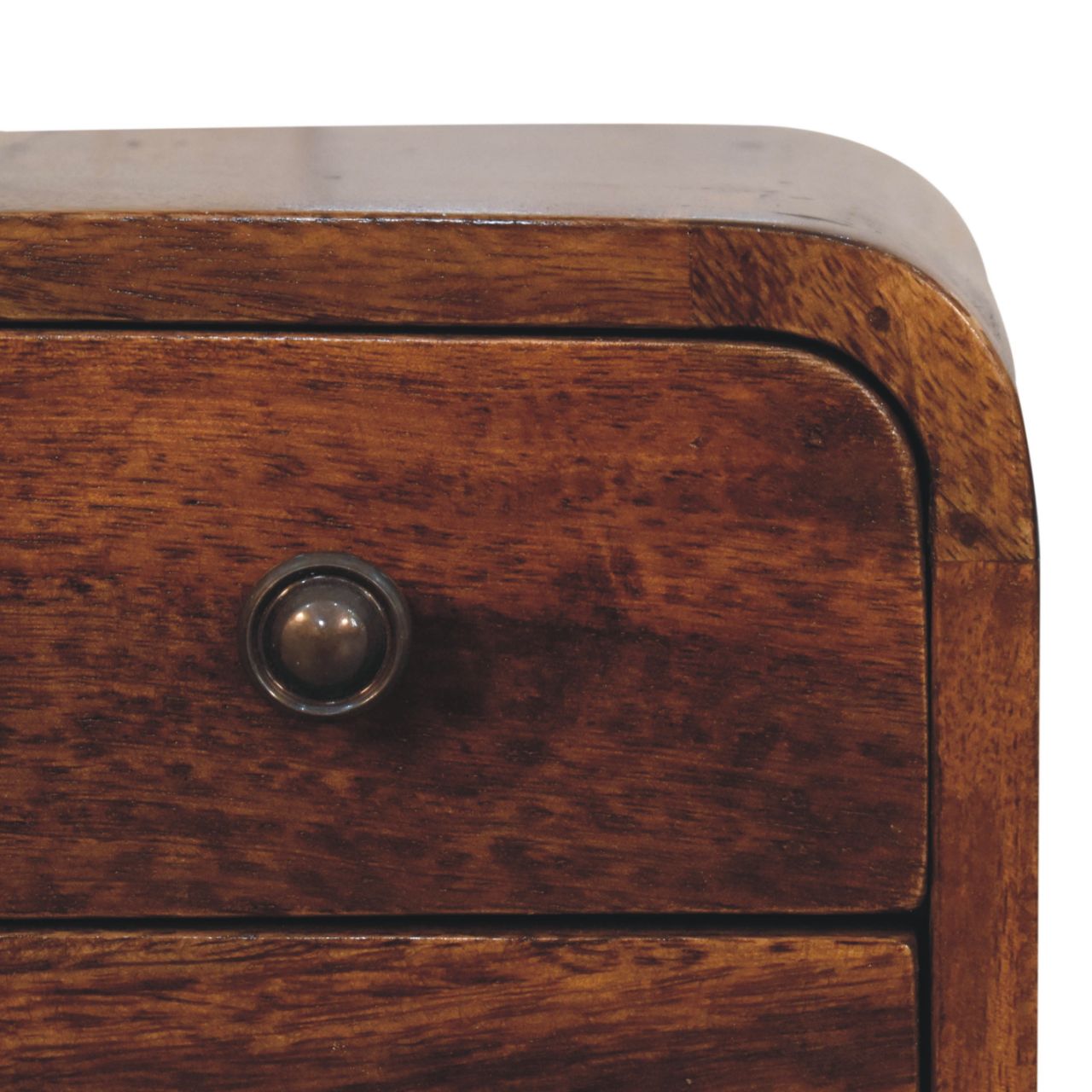 Solid Wood Extra Mini Curved Chestnut Nightstand
