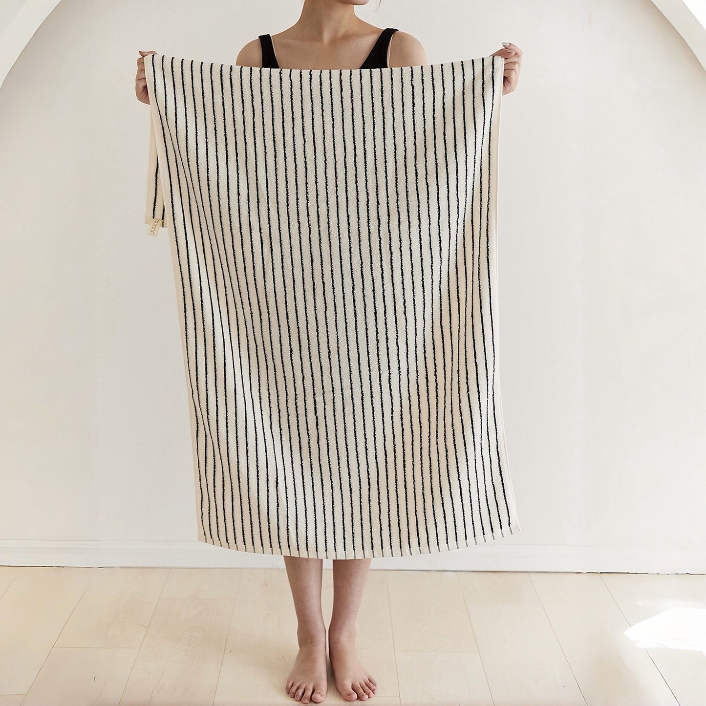 Scandi Retro Striped Cotton Bath Towel, 100% Cotton Ultra Plush & Soft