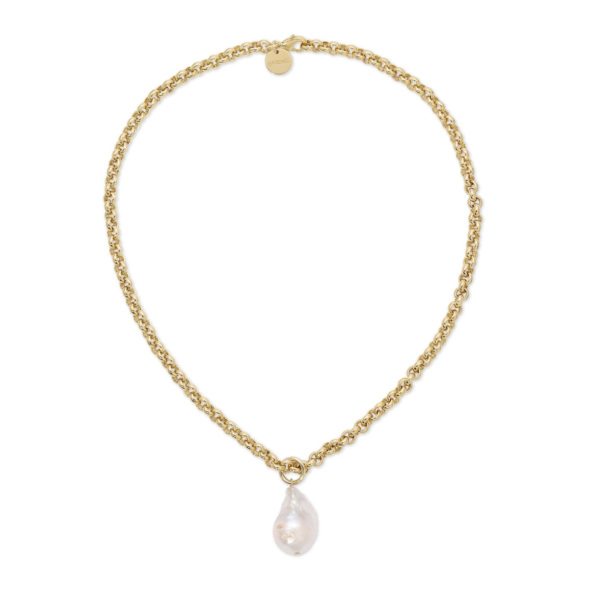 Micro Royal Chain With Xl Baroque Pearl Pendant Necklace