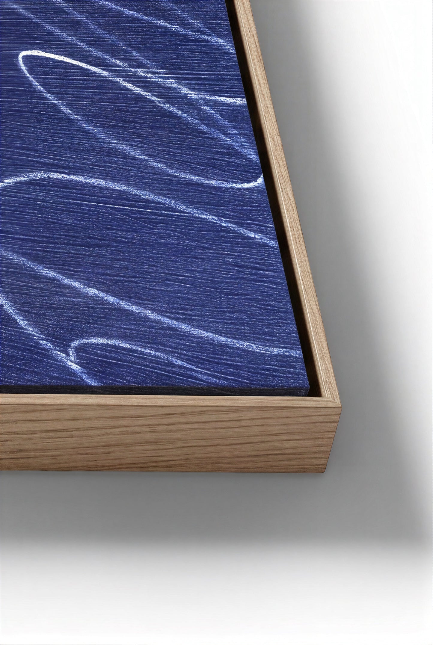 Gestural Marks in Deep Ocean Framed Wall Art
